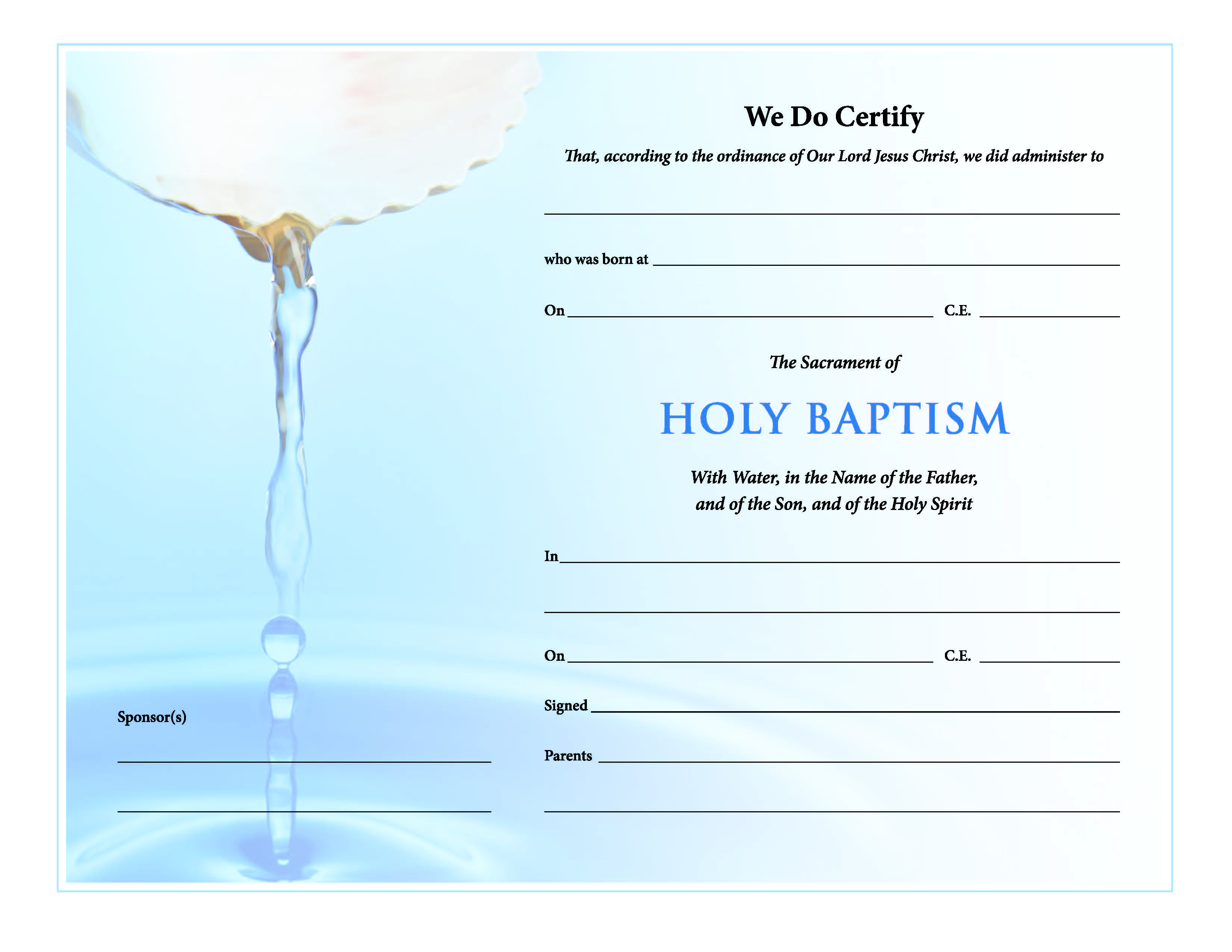 ChurchPublishing.org: Holy Baptism Certificate - Download With Christian Baptism Certificate Template