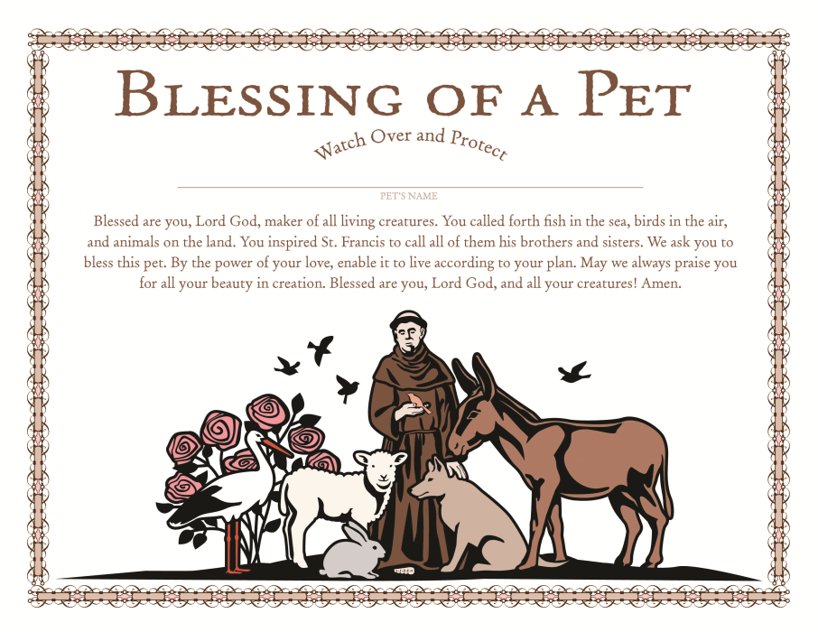 Blessing Of The Animals Certificate Template