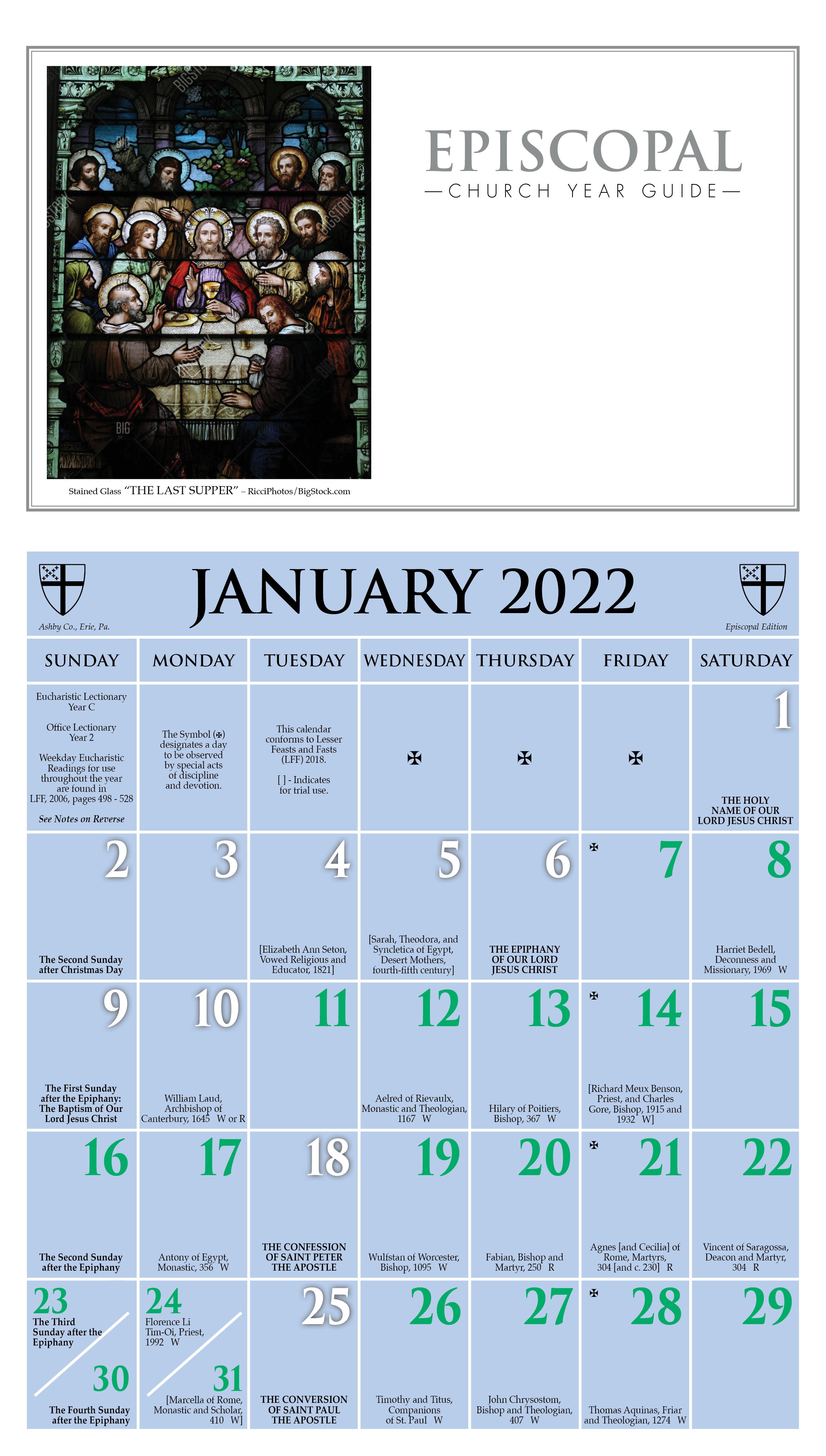 Episcopal Church Calendar 2022 Printable
