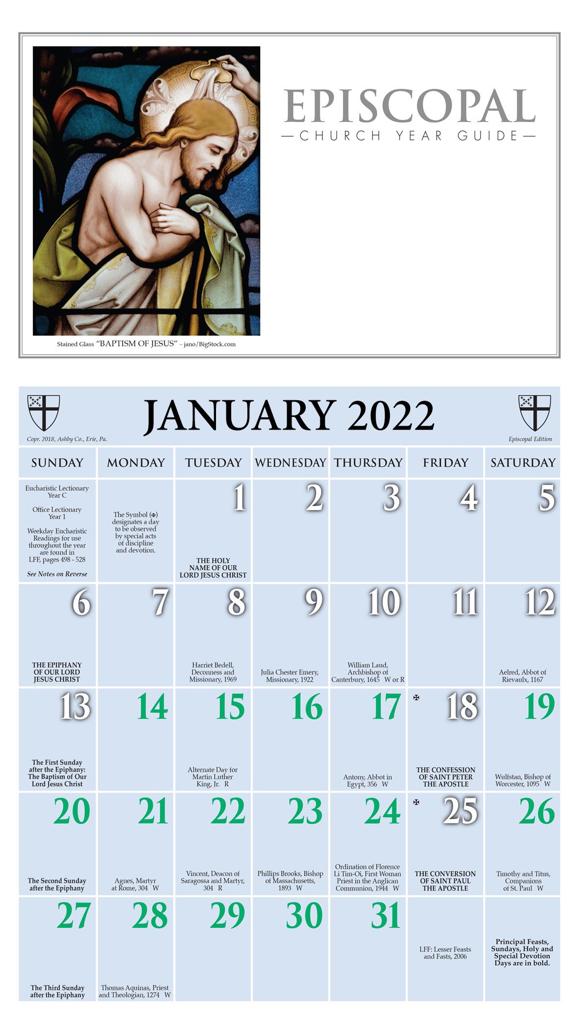 2022 Episcopal Church Year Guide Kalendar